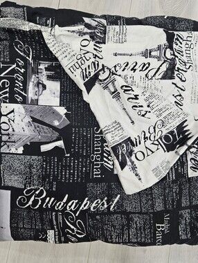 Alamode Bedlam Passport Paris London Black White TWIN Duvet Reversible Cotton